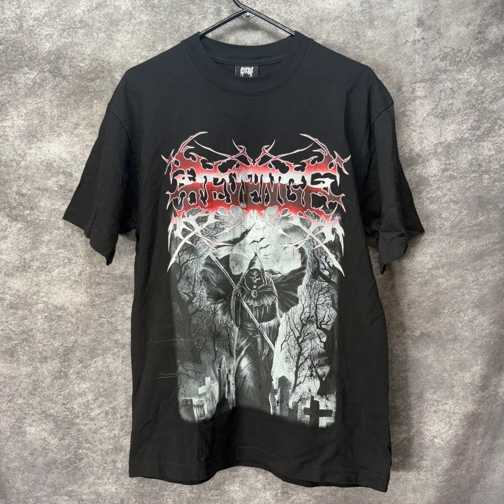 Revenge Red Chrome Grim Reaper World Tour Graphic T-Shirt Mens M Limited Drop